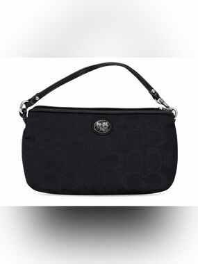 COACH Black Signature Logo Wristlet Bag 🖤